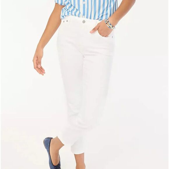 J.CREW Curvy Essential Straight Petite 26P High Rise White Jeans Denim NWT B69 - Picture 1 of 6
